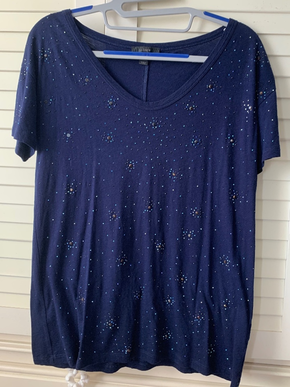 J.Crew Navy Short-Sleeve Tee - Beaded on Front